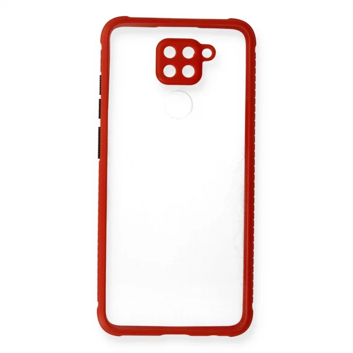 BUĞZ Xiaomi Redmi Note 9 Kılıf Miami Şeffaf Silikon - Kırmızı