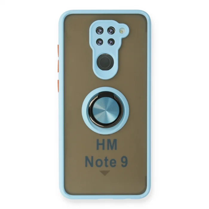 BUĞZ Xiaomi Redmi Note 9 Kılıf Montreal Yüzüklü Silikon Kapak - Buz Mavi