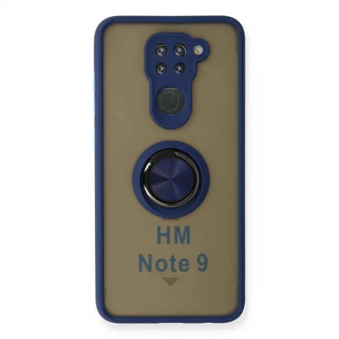 BUĞZ Xiaomi Redmi Note 9 Kılıf Montreal Yüzüklü Silikon Kapak - Lacivert