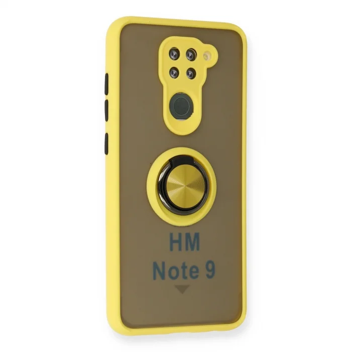 BUĞZ Xiaomi Redmi Note 9 Kılıf Montreal Yüzüklü Silikon Kapak - Sarı