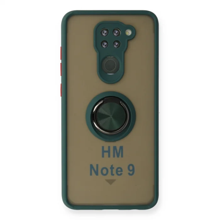BUĞZ Xiaomi Redmi Note 9 Kılıf Montreal Yüzüklü Silikon Kapak - Yeşil