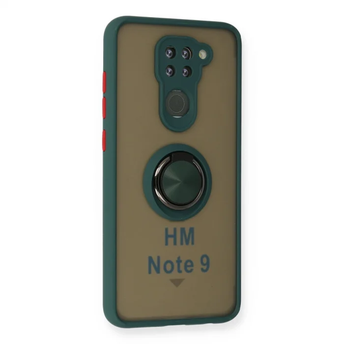BUĞZ Xiaomi Redmi Note 9 Kılıf Montreal Yüzüklü Silikon Kapak - Yeşil