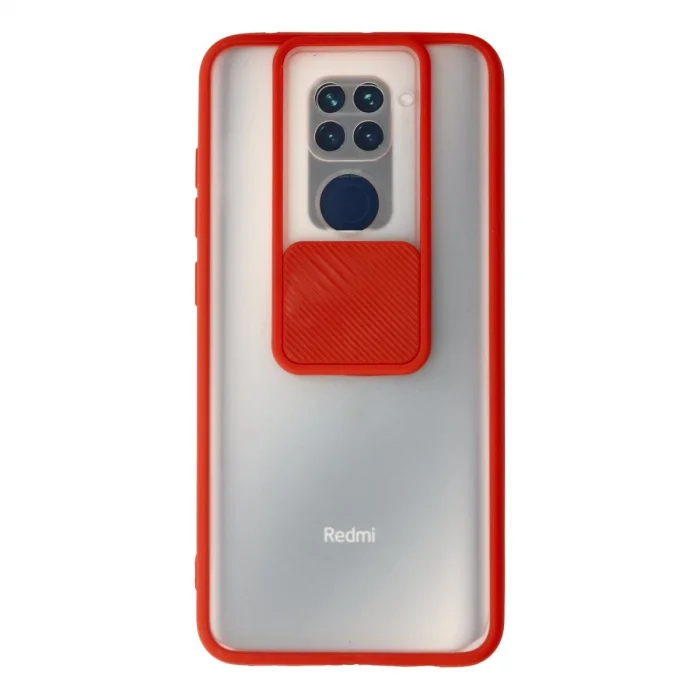 BUĞZ Xiaomi Redmi Note 9 Kılıf Palm Buzlu Kamera Sürgülü Silikon - Kırmızı