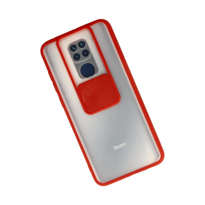 BUĞZ Xiaomi Redmi Note 9 Kılıf Palm Buzlu Kamera Sürgülü Silikon - Kırmızı