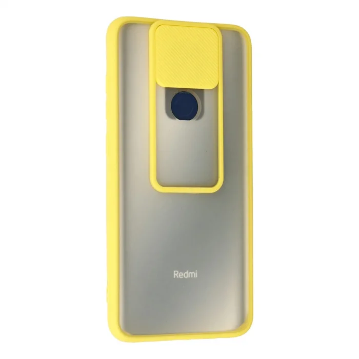 BUĞZ Xiaomi Redmi Note 9 Kılıf Palm Buzlu Kamera Sürgülü Silikon - Sarı