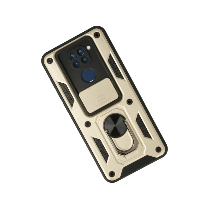 BUĞZ Xiaomi Redmi Note 9 Kılıf Pars Lens Yüzüklü Silikon - Gold