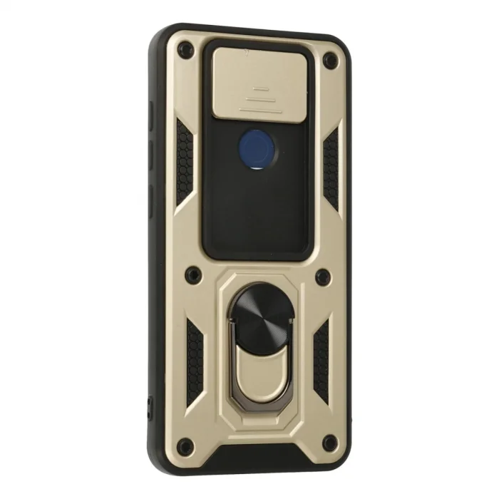 BUĞZ Xiaomi Redmi Note 9 Kılıf Pars Lens Yüzüklü Silikon - Gold