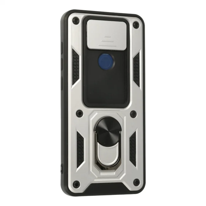 BUĞZ Xiaomi Redmi Note 9 Kılıf Pars Lens Yüzüklü Silikon - Gümüş