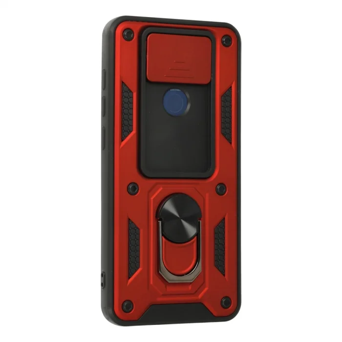 BUĞZ Xiaomi Redmi Note 9 Kılıf Pars Lens Yüzüklü Silikon - Kırmızı