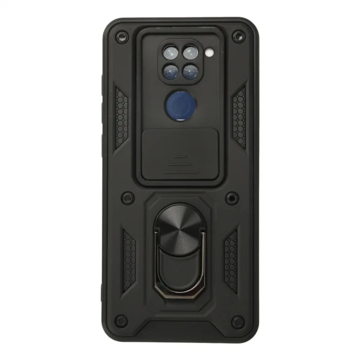 BUĞZ Xiaomi Redmi Note 9 Kılıf Pars Lens Yüzüklü Silikon - Siyah