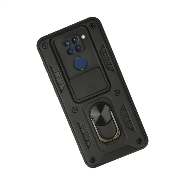 BUĞZ Xiaomi Redmi Note 9 Kılıf Pars Lens Yüzüklü Silikon - Siyah