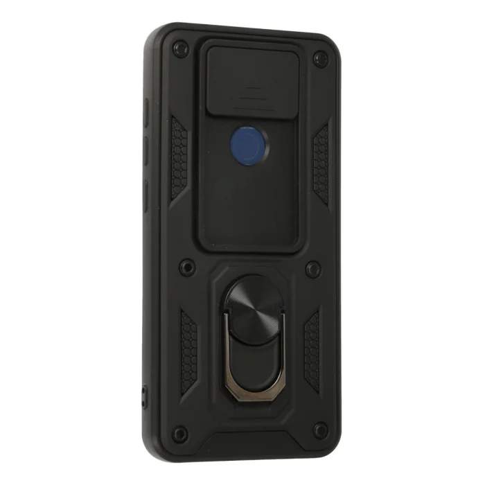 BUĞZ Xiaomi Redmi Note 9 Kılıf Pars Lens Yüzüklü Silikon - Siyah