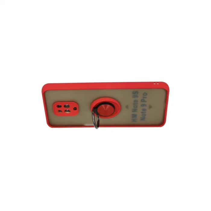 BUĞZ Xiaomi Redmi Note 9 Pro Kılıf Montreal Yüzüklü Silikon Kapak - Kırmızı