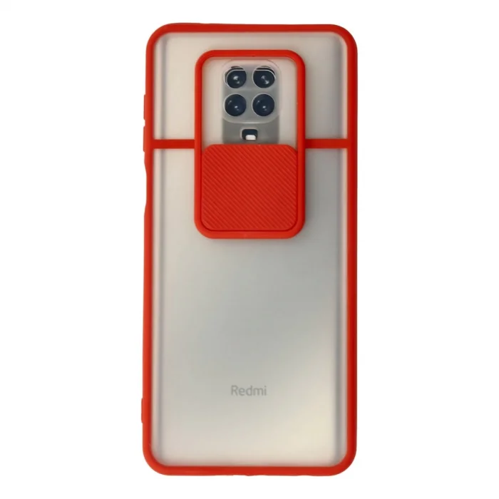 BUĞZ Xiaomi Redmi Note 9 Pro Kılıf Palm Buzlu Kamera Sürgülü Silikon - Kırmızı