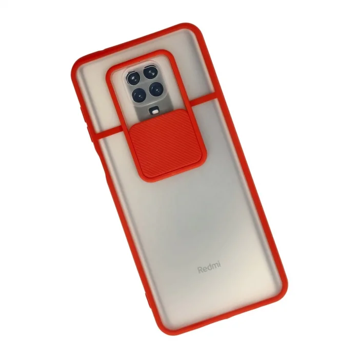 BUĞZ Xiaomi Redmi Note 9 Pro Kılıf Palm Buzlu Kamera Sürgülü Silikon - Kırmızı