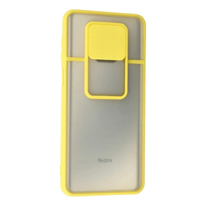BUĞZ Xiaomi Redmi Note 9 Pro Kılıf Palm Buzlu Kamera Sürgülü Silikon - Sarı