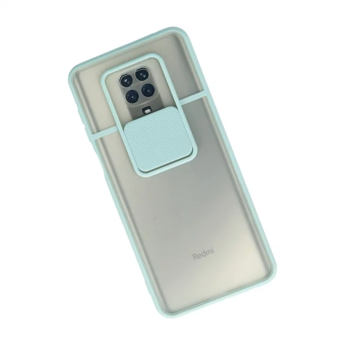 BUĞZ Xiaomi Redmi Note 9 Pro Kılıf Palm Buzlu Kamera Sürgülü Silikon - Turkuaz