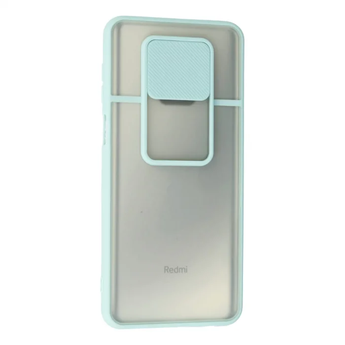 BUĞZ Xiaomi Redmi Note 9 Pro Kılıf Palm Buzlu Kamera Sürgülü Silikon - Turkuaz