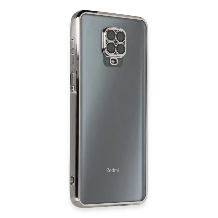 BUĞZ Xiaomi Redmi Note 9 Pro Kılıf Razer Lensli Silikon - Gümüş