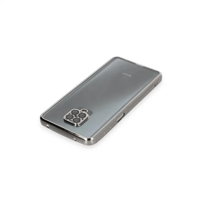 BUĞZ Xiaomi Redmi Note 9 Pro Kılıf Razer Lensli Silikon - Gümüş