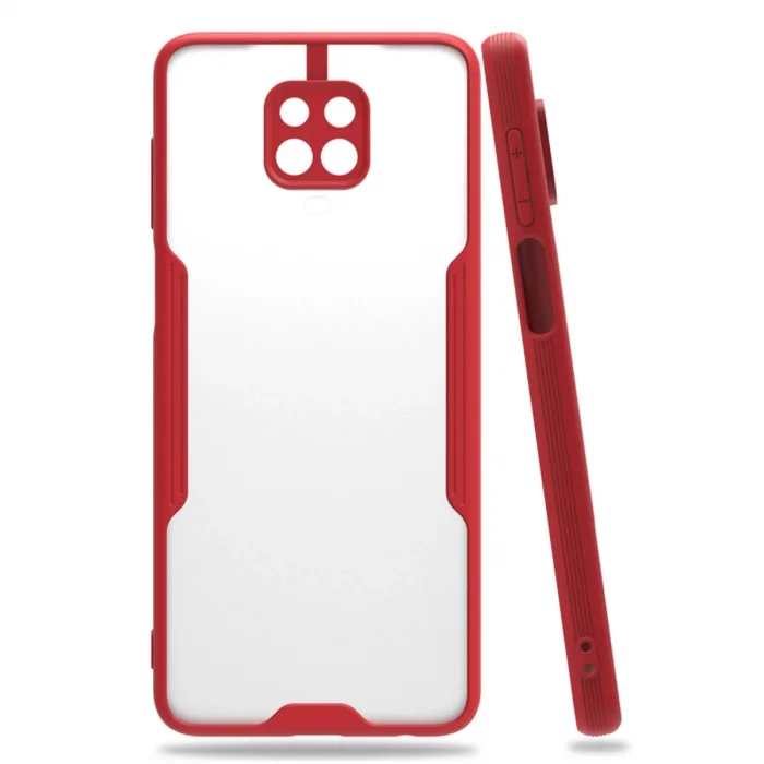 BUĞZ Xiaomi Redmi Note 9s Kılıf Platin Silikon - Kırmızı
