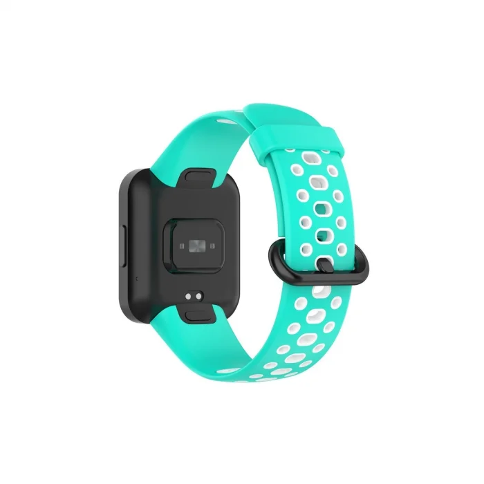 BUĞZ Xiaomi Redmi Watch 2 Spor Delikli Kordon - Turkuaz-beyaz