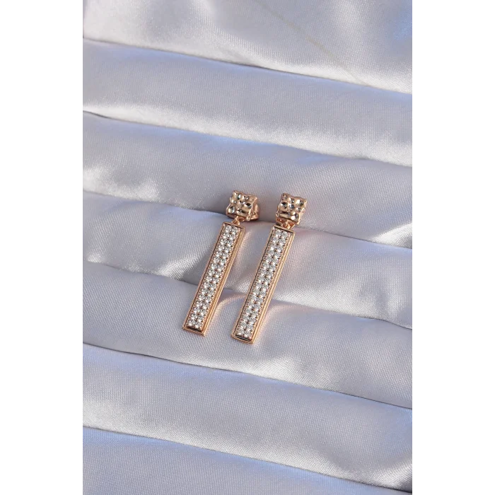 BUĞZ XUPİNG Rose Renk Zirkon Taşlı Su Yolu Küpe - Lisinya