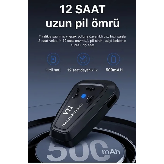 BUĞZ Y11 Bluetooth Kulaklık Mikrofonlu Motosiklet Kulaklığı İntercom Bt 5.3