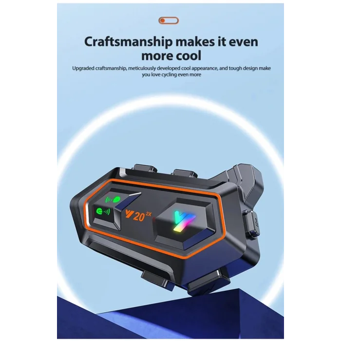 BUĞZ Y20 2x 1000m Telsiz Mesafeli 2 Kişi Bağlantılı Bluetooth Kask Kulaklık Fenerli İntercom