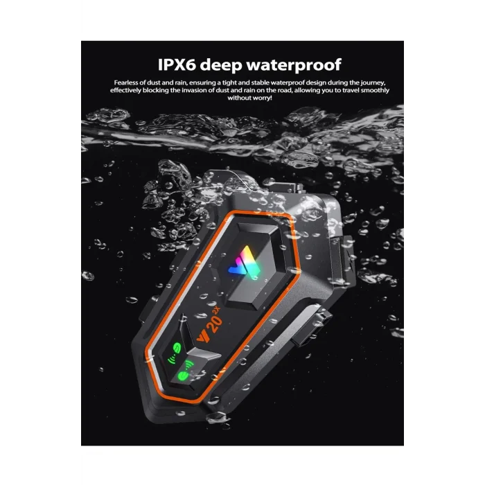 BUĞZ Y20 2x 1000m Telsiz Mesafeli 2 Kişi Bağlantılı Bluetooth Kask Kulaklık Fenerli İntercom