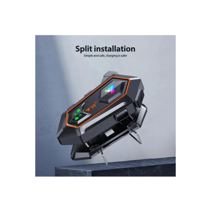 BUĞZ Y20 2x 1000m Telsiz Mesafeli 2 Kişi Bağlantılı Bluetooth Kask Kulaklık Fenerli İntercom