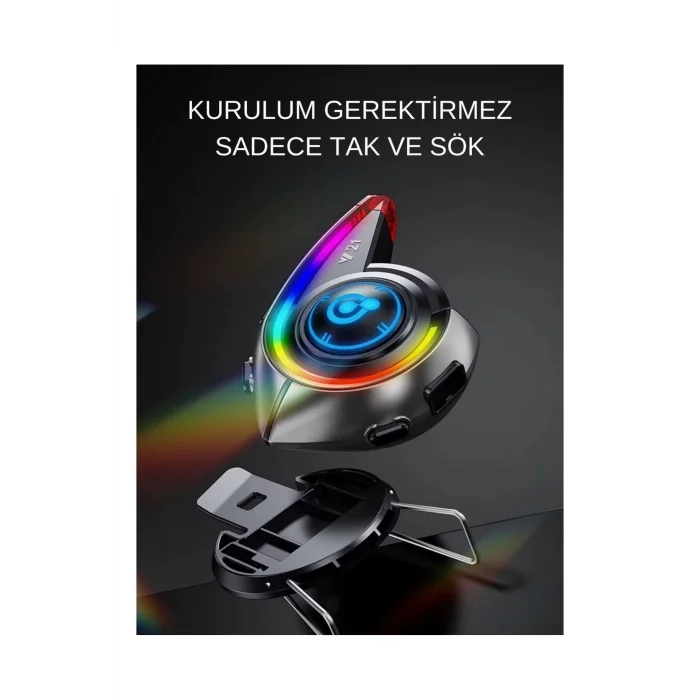 BUĞZ Y21 Rgb Işık Efektli Intercom Bluetooth Motosiklet Kask Kulaklığı Intercom Kulaklık