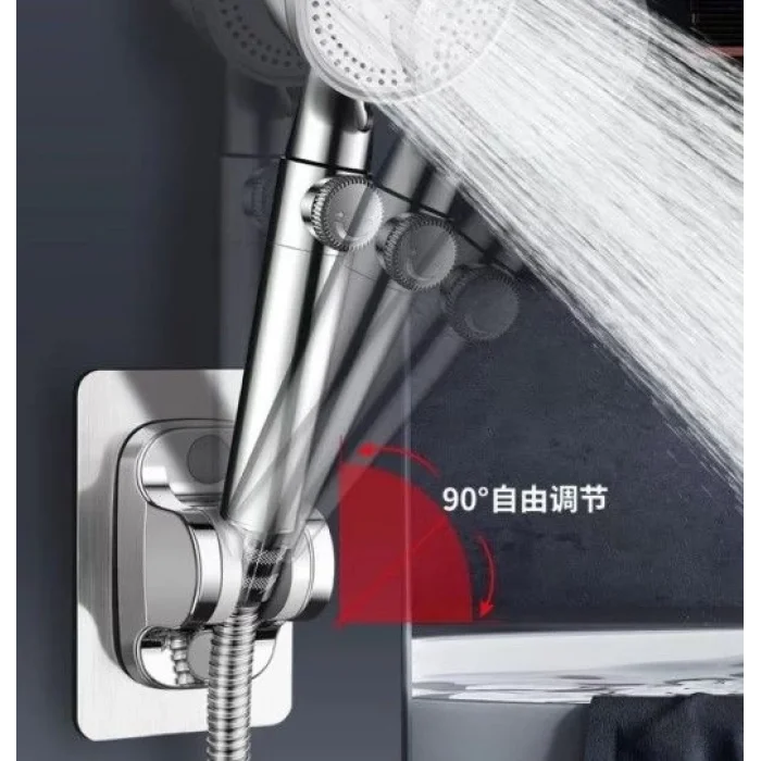 BUĞZ Yapışkanlı Duş Başlığı Tutucu Ayarlı Siyah