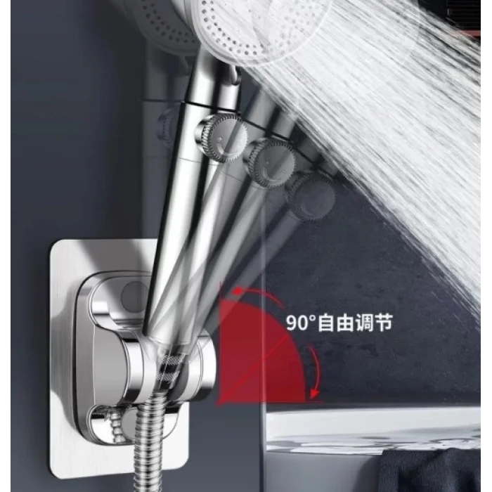 BUĞZ Yapışkanlı Duş Başlığı Tutucu Ayarlı Siyah Bx40