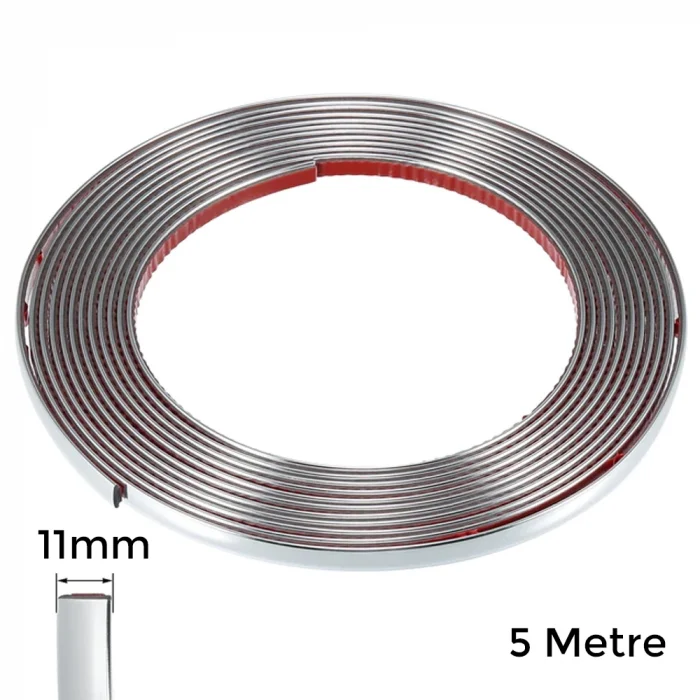 BUĞZ Yapışkanlı Nikelaj Şerit Bant Çıta 11mm 5 Metre Krom