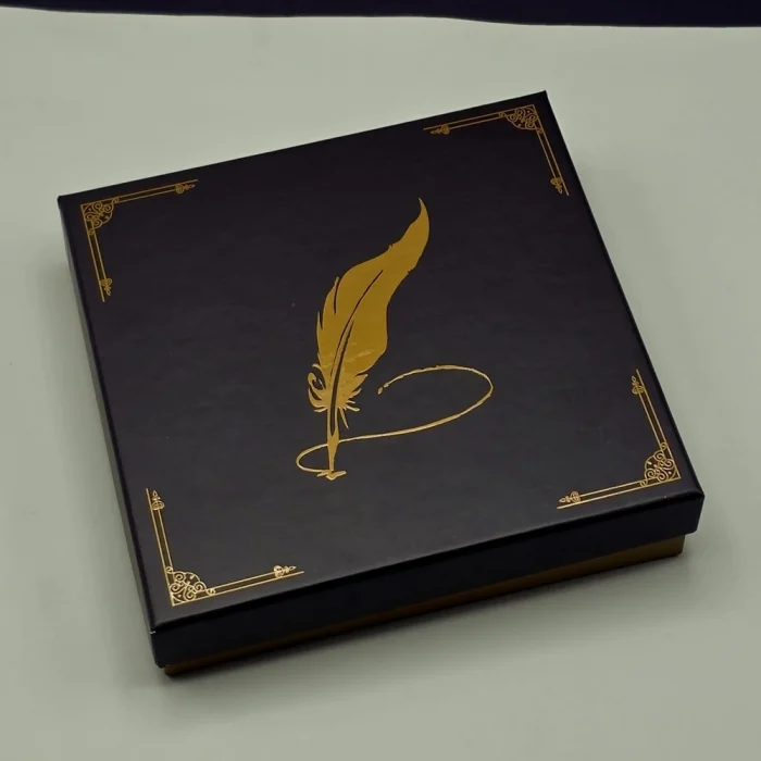 BUĞZ Yaprak Desenli Mor Deri Defter Ve Metal Roller Kalem Seti