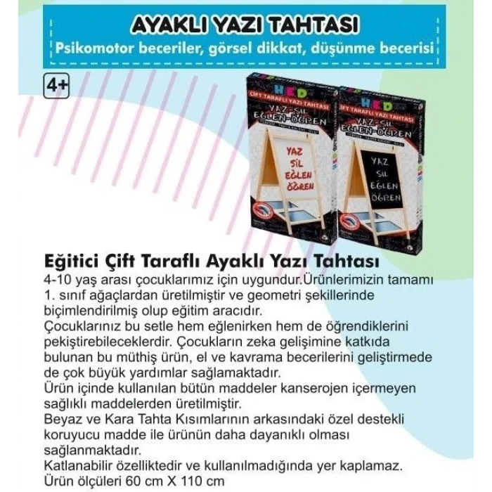BUĞZ Yazı Tahtası Çift Taraflı Ayaklı Mıknatıslı Yazı Tahtası Seti 110 x 60