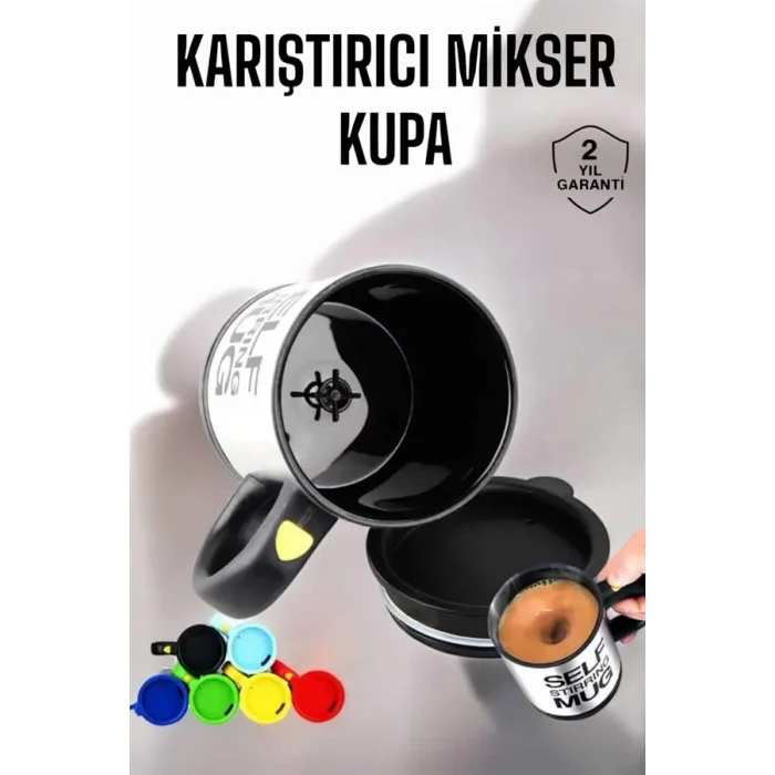 BUĞZ Yazılı Kupa Kendi Kendini Karıştıran Mikser Kupa Termos Bardak