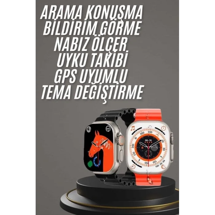  Yeni Model Akıllı Saat Ultra Smart Watch Gümüş Kasa 45mm Titreşim