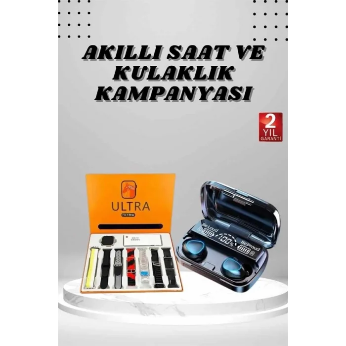  Yeni Model Akıllı Saat ve Kulaklık Kampanyası Nabızz Ölçer Bluetooth Bağlantılı Uzun Pil Ömrü