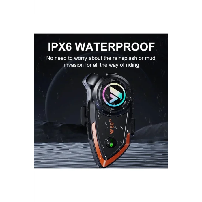 BUĞZ Yeni Model Y80-2x Motosiklet İntercom 2 Kişilik Bağlantı Rgb Işıklı Bluetooth Kulaklık Seti