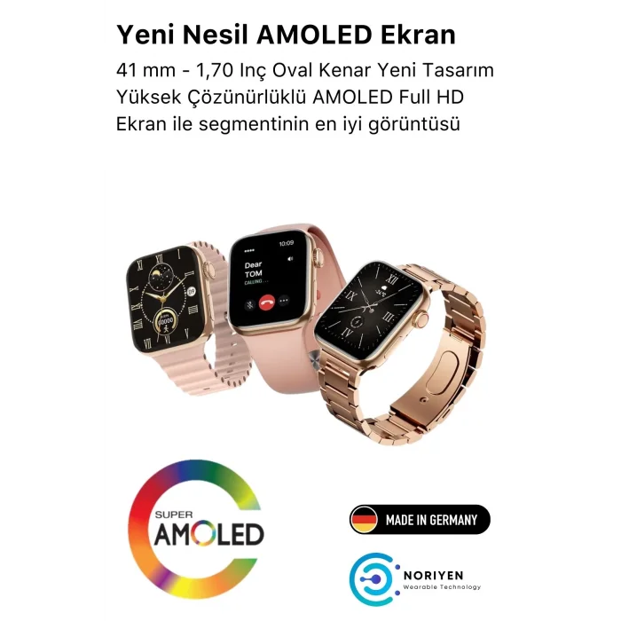  Yeni Nesil 3 Kordonlu Kadın Akıllı Saat Spor Ve Sağlık Sensörlü Watch 9 Series Tasarım Saat Pembe