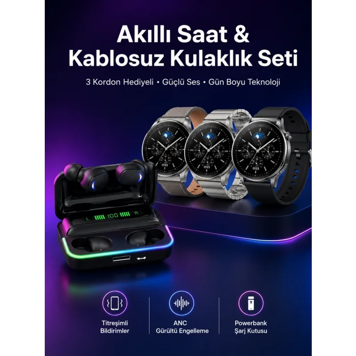 BUĞZ Yeni Nesil Akıllı Saat Ve Bluetooth Kulaklık Titreşim Bildirimleri Uyku Takibi
