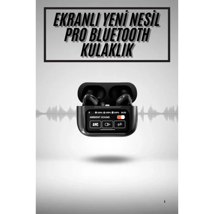 BUĞZ Yeni Nesil ANC Özellikli Çağrı Cevaplayan Dokunmatik Ekranlı Bluetooth Kulaklık Siyah - BUĞZ