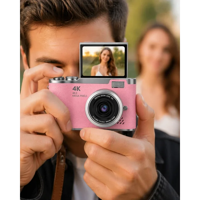 BUĞZ Yeni Nesil Dijital Kamera 48 MP Selfie Vlog Kamera Flip Screen Zoomlu
