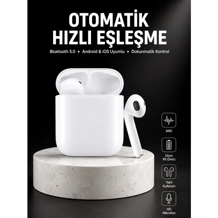 BUĞZ Yeni Nesil Dokunmatik Kontrol Çağrı Cevaplayabilen Kablosuz Bluetooth Kulaklık