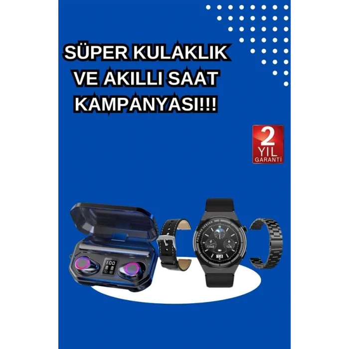 BUĞZ Yeni Nesil Kampanyası Bluetooth Bağlantılı Akıllı Saat ve Kablosuz Kulaklık Dijital Göstergeli - BUĞZ