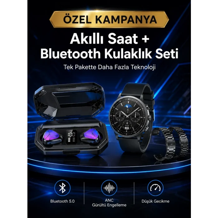 BUĞZ Yeni Nesil Kampanyası Bluetooth Bağlantılı Akıllı Saat ve Kablosuz Kulaklık Dijital Göstergeli