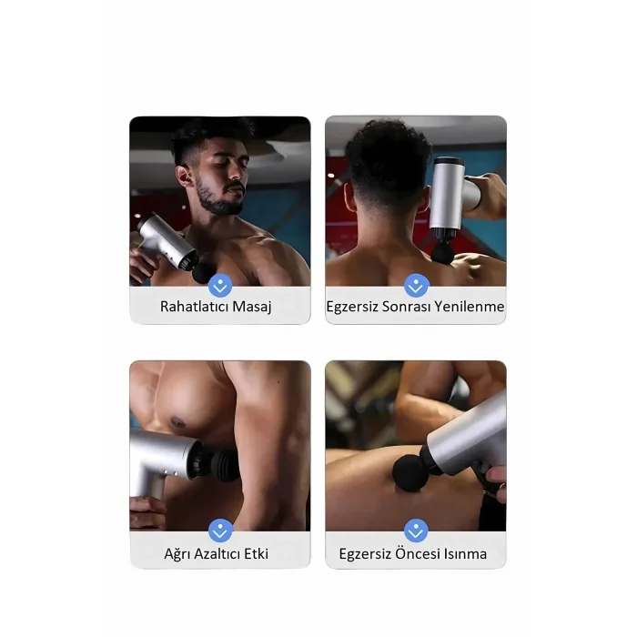 BUĞZ Yeni Nesil Masaj Tabancası 4 Başlıklı Sporcu Şarjlı Kablosuz Omuz Bacak Ayak Masaj Aleti Tabancası