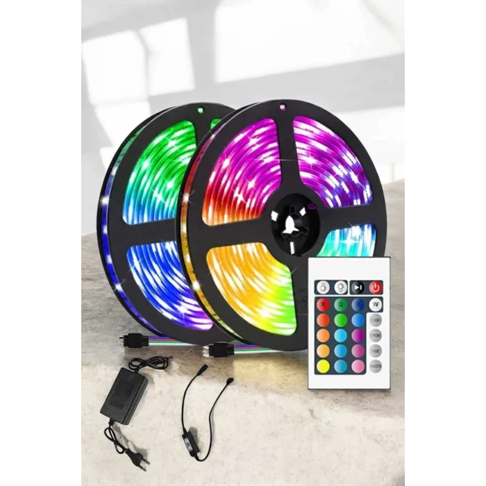 BUĞZ Yeni Nesil RGB Işıklı 10Metre Şerit Led Kumandalı Şarj Edilebilir